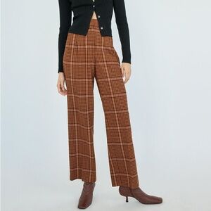 Wilfred Checkered Wide-Leg Pants in Brown